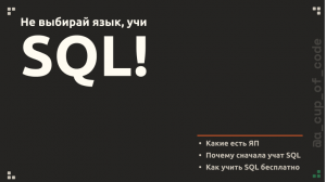 Прежде чем выбирать язык программирования, необходимо изучить SQL