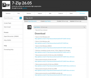 Вышло обновление 7-Zip 26.05
