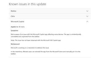 Баг в мартовском обновлении KB5053598 для Windows 11 24H2 приводит к удалению ИИ-помощника Microsoft Copilot