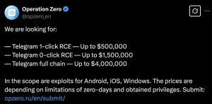 Telegram прокомментировал сообщение Operation Zero о покупке уязвимостей zero‑click в мессенджере: их нет