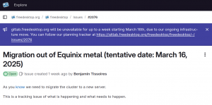 Freedesktop.org предупредил о недоступности своего инстанса GitLab с 16 марта из-за миграции на новую IT-инфраструктуру