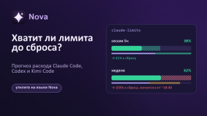 Хватит ли лимита до сброса? Как я считаю прогноз расхода Claude Code, Codex и Kimi Code