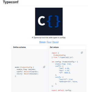 Вышел открытый проект Typeconf  — инструмент TypeScript, добавляющий типы в конфигурации