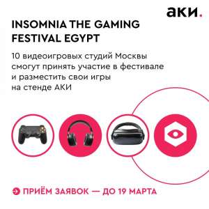 АКИ проводит отбор видеоигровых студий для стенда на игровом фестивале Insomnia Egypt